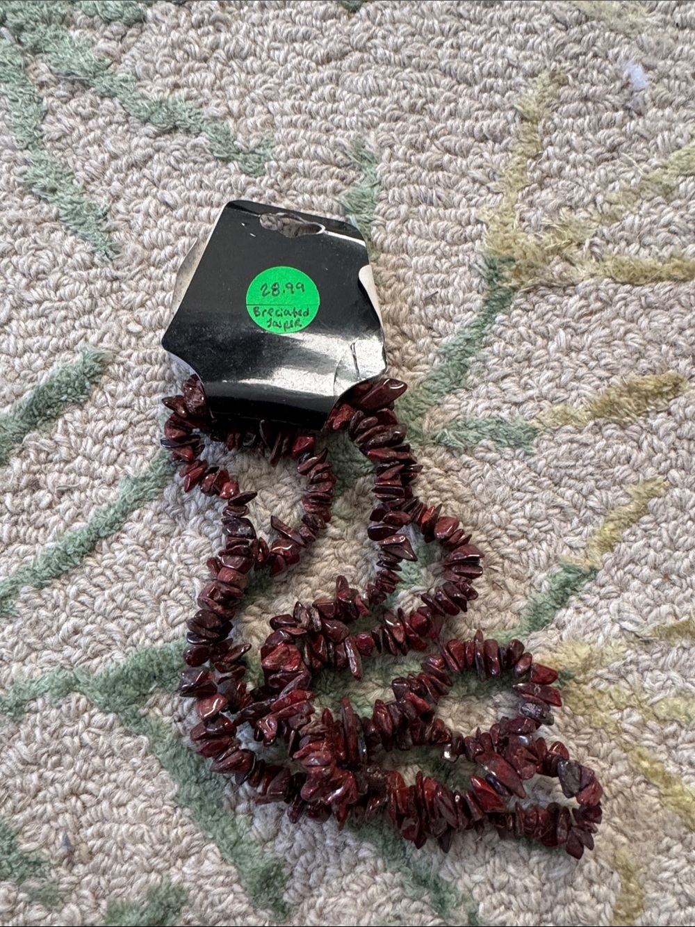 Hand Crafted Jasper Deep Red Chip Stone Necklace C
